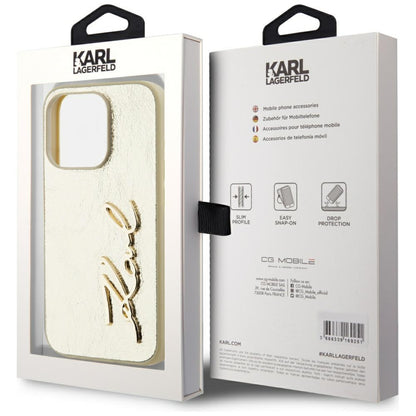 Case for Apple iPhone 15 Pro, Karl Lagerfeld, Metal Signature, Gold