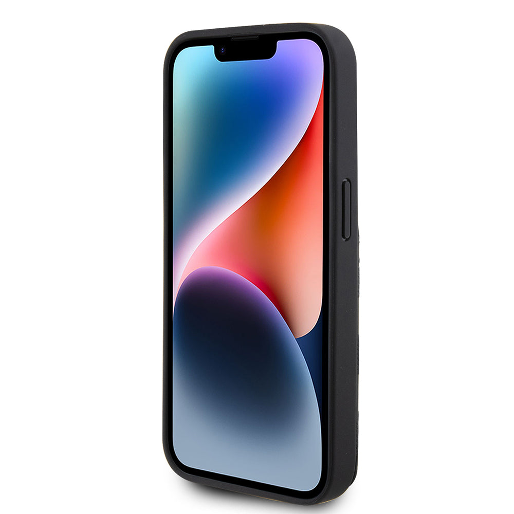 Case for Apple iPhone 15 Pro, Karl Lagerfeld, Saffiano Cardslots and Stand Monogram Choupette, Black