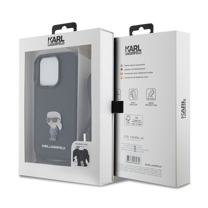 Case for Apple iPhone 15 Pro, Karl Lagerfeld, Saffiano Crossbody Monogram Metal Pin Karl, Black