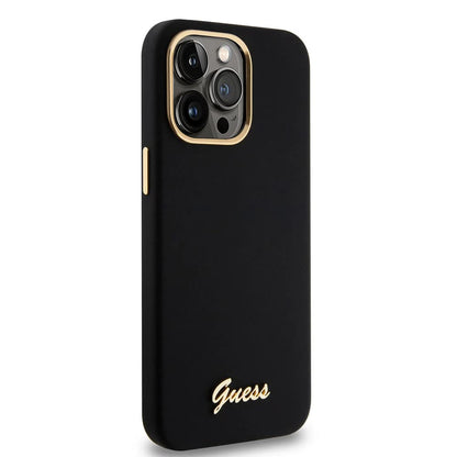 Case for Apple iPhone 15 Pro Max, Guess, Script Metal Logo & Frame, Black
