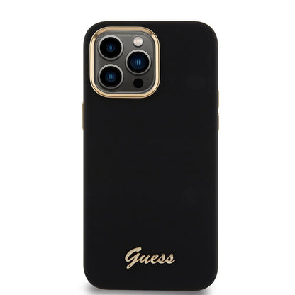 Case for Apple iPhone 15 Pro Max, Guess, Script Metal Logo & Frame, Black