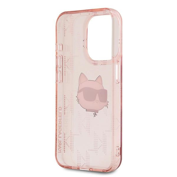 Case for Apple iPhone 15 Pro Max, Karl Lagerfeld, IML Luxury Monogram Choupette's Head, Pink