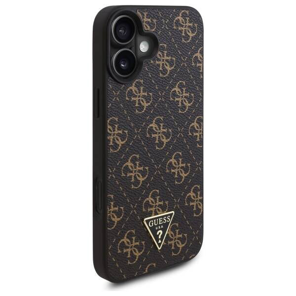 Case for Apple iPhone 16, Guess, 4G Triangle Logo, Black