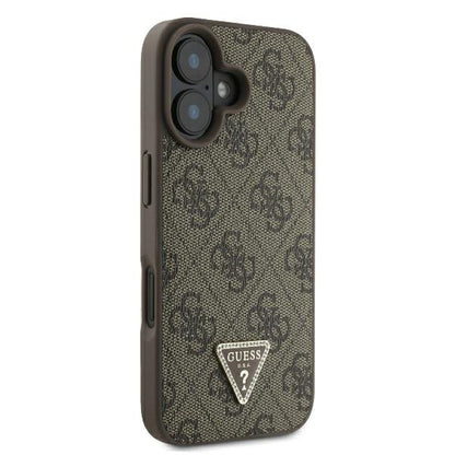 Case for Apple iPhone 16, Guess, 4G Triangle Strass, Brown