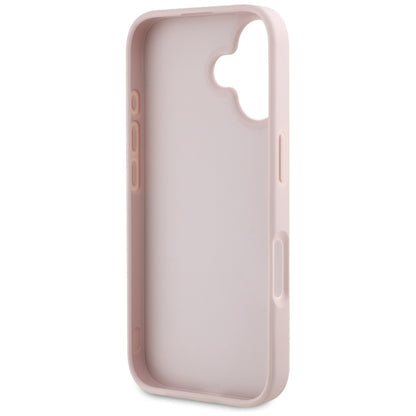 Case for Apple iPhone 16, Guess, Grained Big 4G Logo Small Classic Logo, Pink