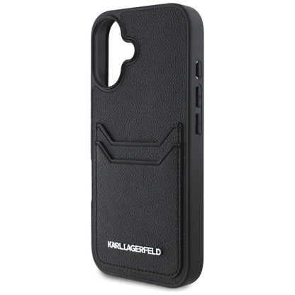 Case for Apple iPhone 16, Karl Lagerfeld, Grained Cardslots, Black