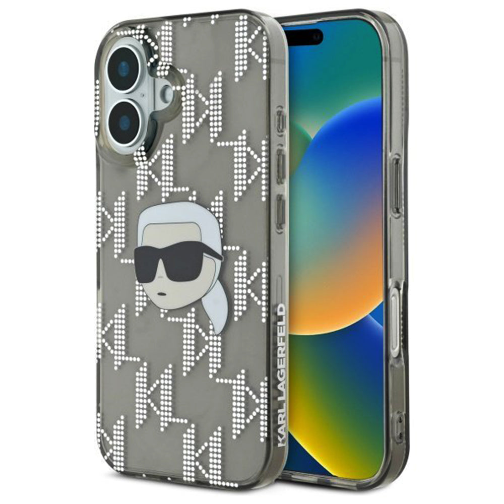 Case for Apple iPhone 16, Karl Lagerfeld, IML Luxury Electroplated Karl's Head, Black