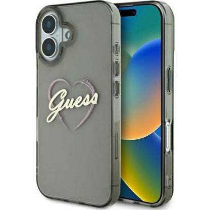 Case for Apple iPhone 16 Plus, Guess, IML Heart, Black
