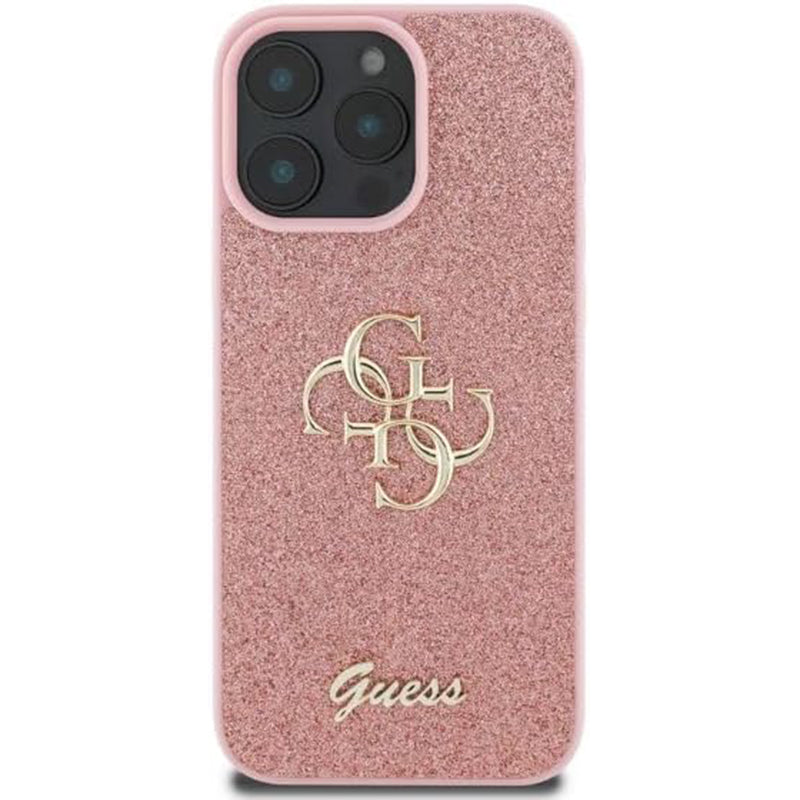 Case for Apple iPhone 16 Pro, Guess, Fixed Glitter Big 4G, Pink