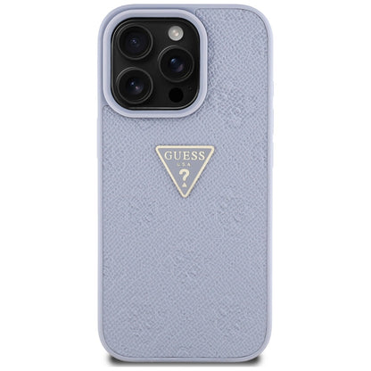 Case for Apple iPhone 16 Pro, Guess, Hot Stamp 4G Pattern Triangle Logo, Light Purple