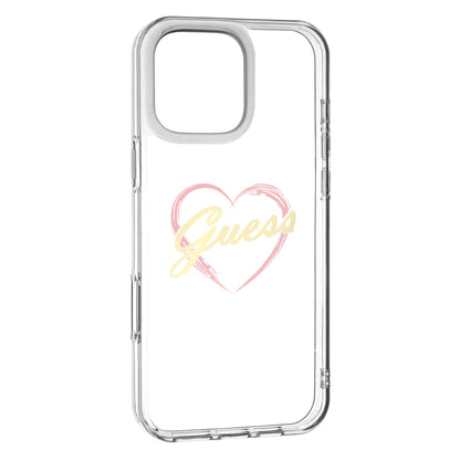 Case for Apple iPhone 16 Pro Max, Guess, IML Heart, Transparent