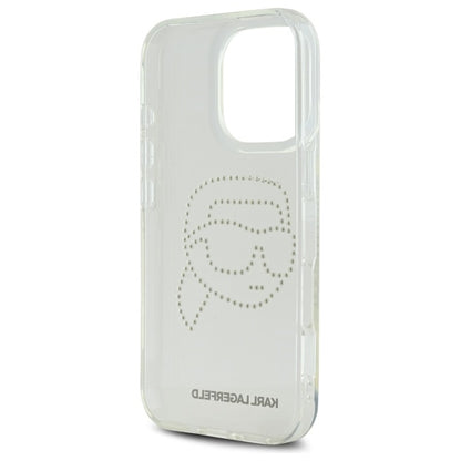 Case for Apple iPhone 16 Pro Max, Karl Lagerfeld, IML Rhinestones Karl's Head, Transparent