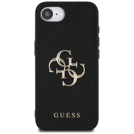 Case for Apple iPhone 16e, Guess, 4G Grained Big and Classic Logo, Black