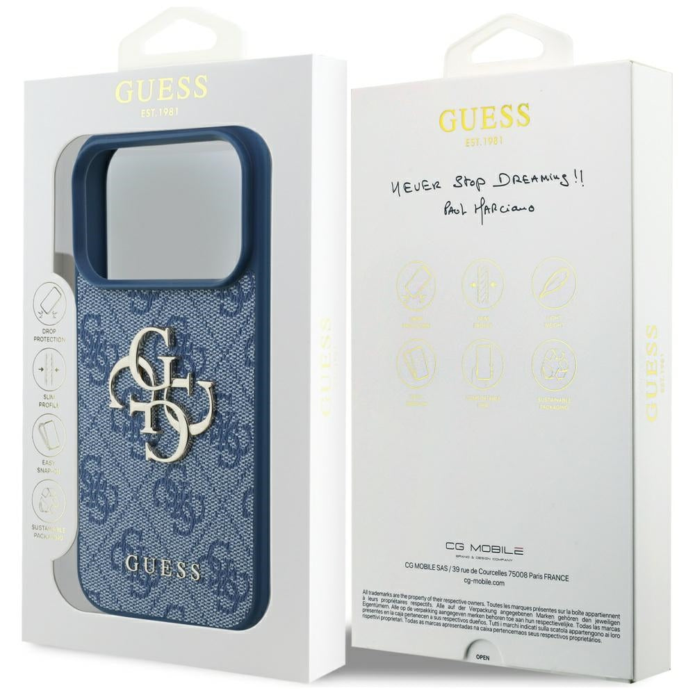 Case for Apple iPhone 17 Pro, Guess, 4G Big Logo, Blue