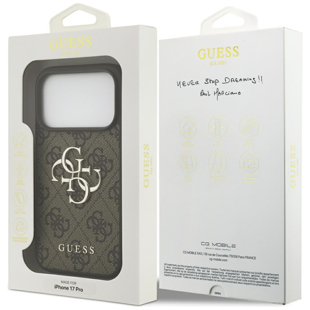 Case for Apple iPhone 17 Pro, Guess, 4G Big Logo, Brown
