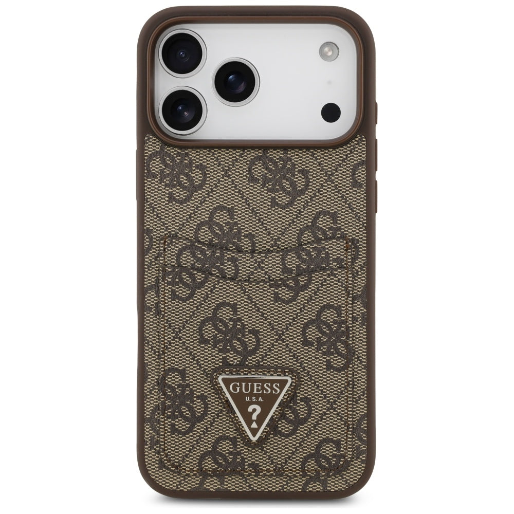Case for Apple iPhone 17 Pro Max, Guess, 4G Double Card Triangle, Brown