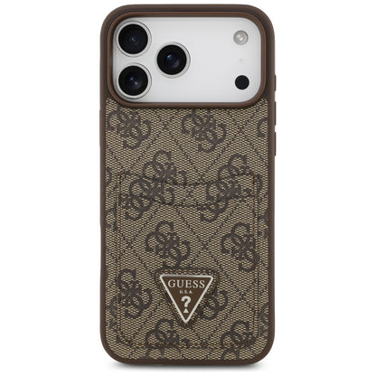 Case for Apple iPhone 17 Pro Max, Guess, 4G Double Card Triangle, Brown