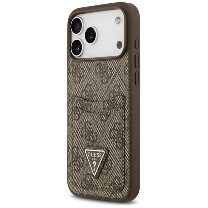 Case for Apple iPhone 17 Pro Max, Guess, 4G Double Card Triangle, Brown