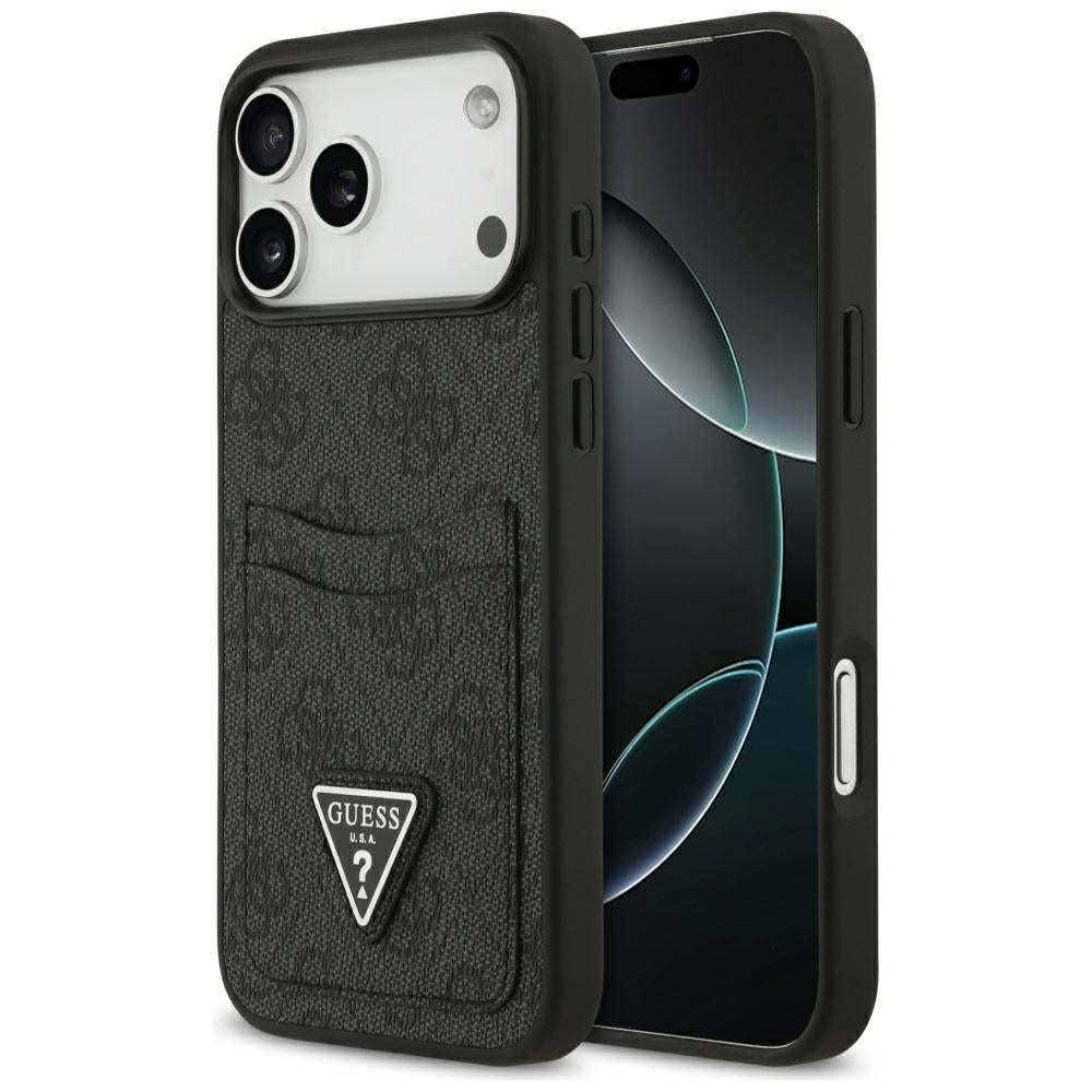 Case for Apple iPhone 17 Pro Max, Guess, 4G Double Card Triangle, Black