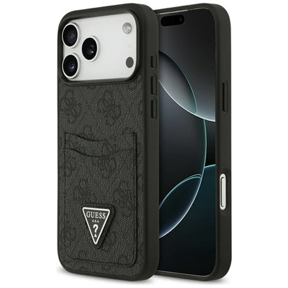 Case for Apple iPhone 17 Pro Max, Guess, 4G Double Card Triangle, Black