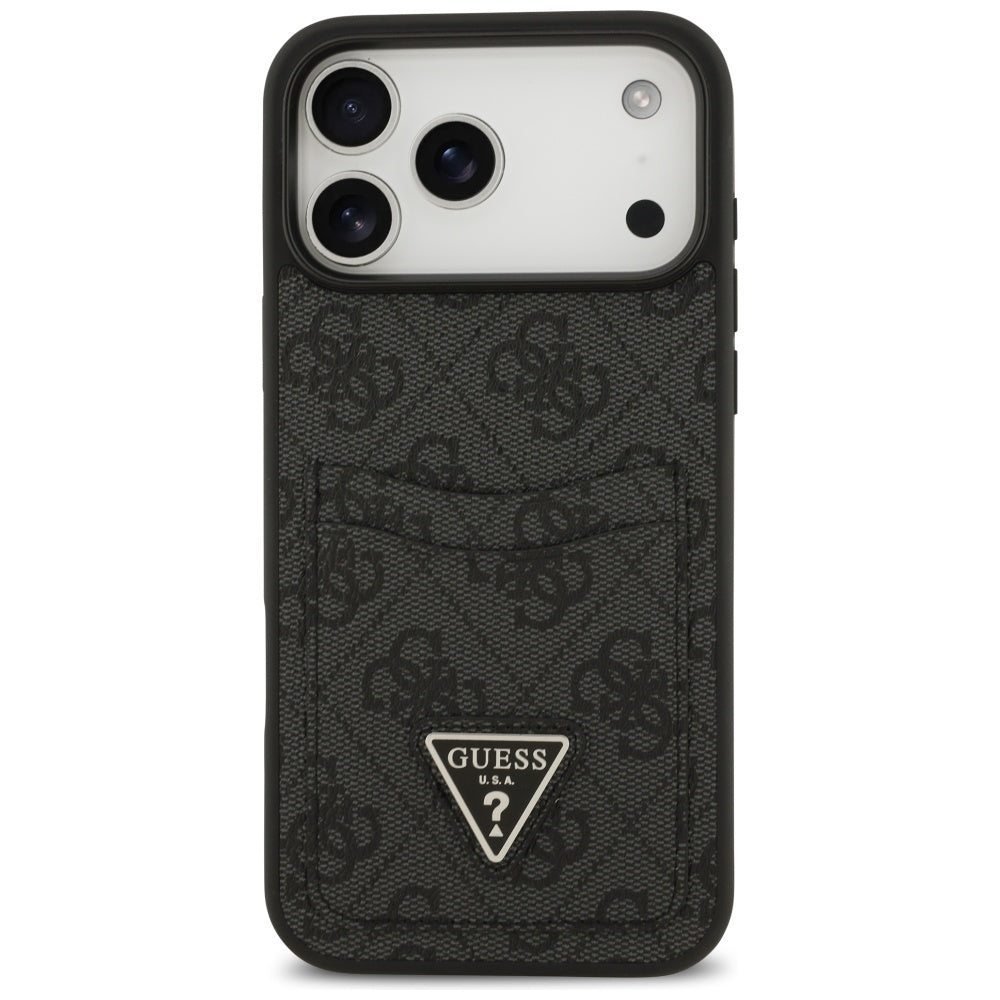 Case for Apple iPhone 17 Pro Max, Guess, 4G Double Card Triangle, Black