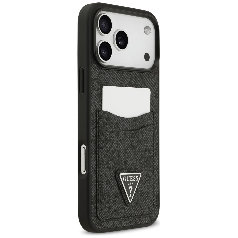 Case for Apple iPhone 17 Pro Max, Guess, 4G Double Card Triangle, Black