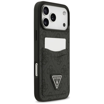 Case for Apple iPhone 17 Pro Max, Guess, 4G Double Card Triangle, Black