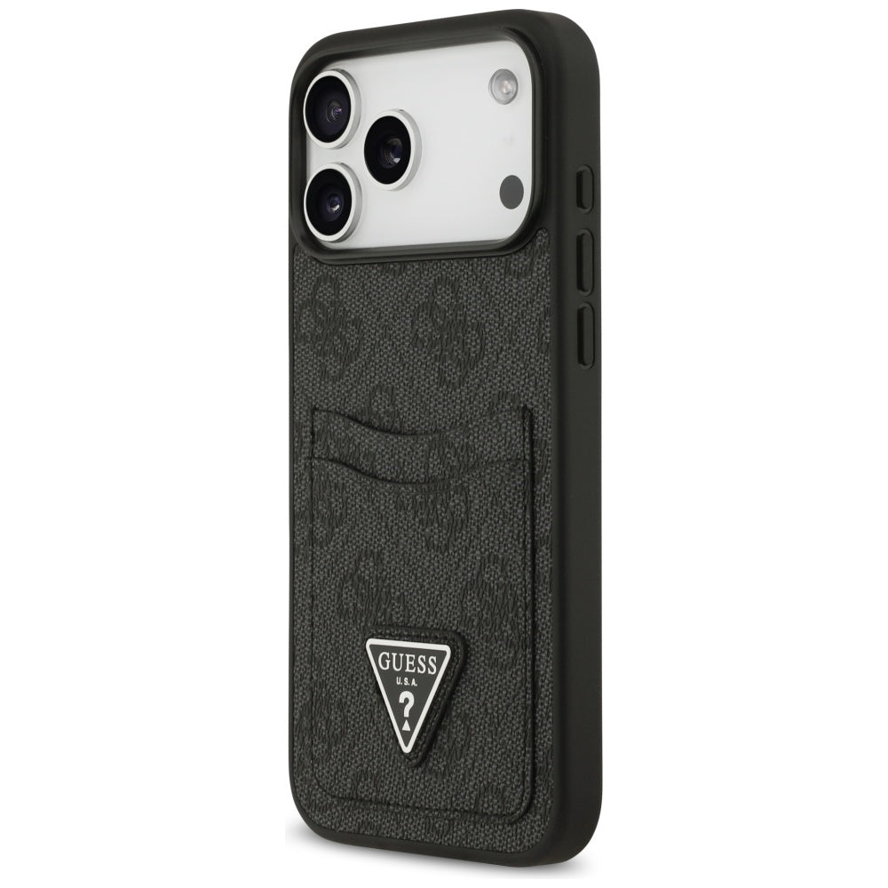 Case for Apple iPhone 17 Pro Max, Guess, 4G Double Card Triangle, Black