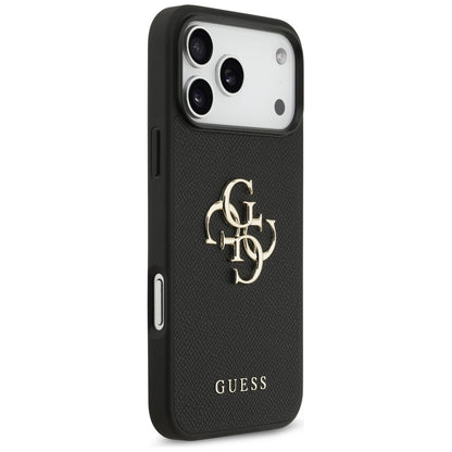 Case for Apple iPhone 17 Pro Max, Guess, 4G Grained Big and Classic Logo, Black