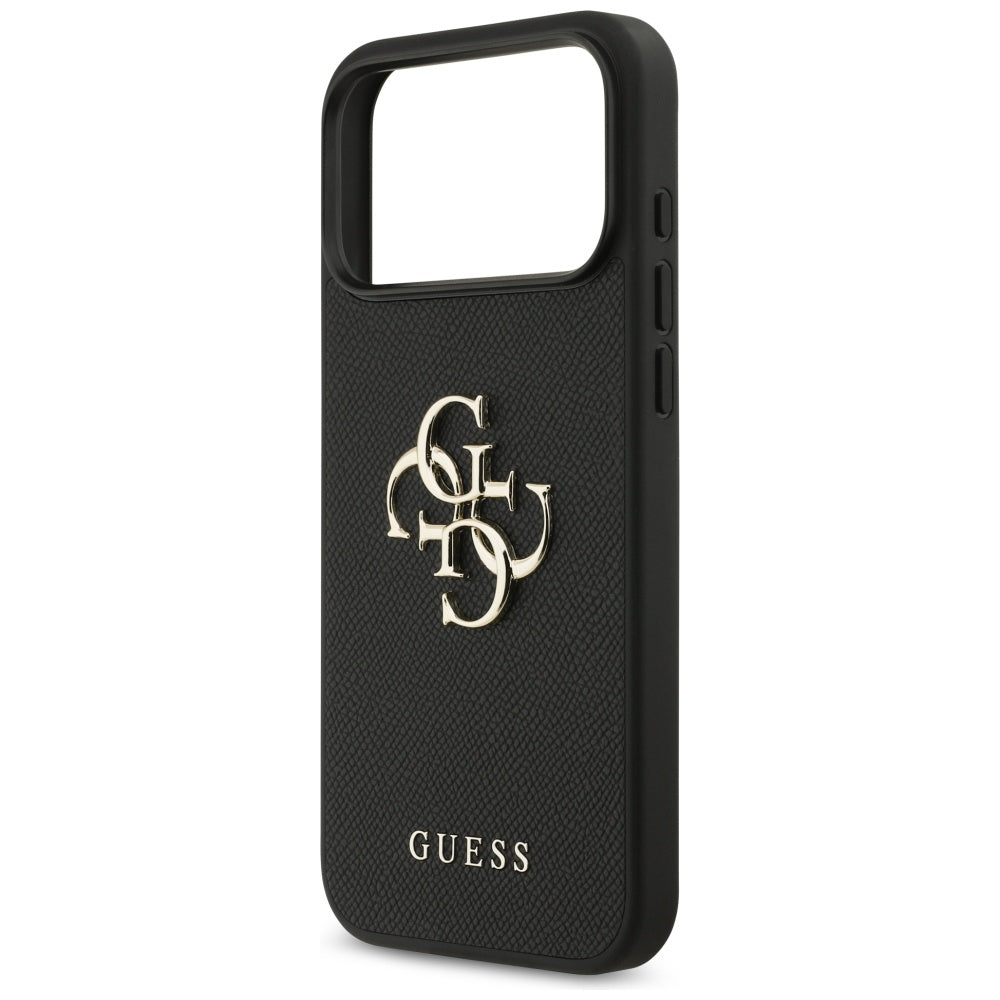Case for Apple iPhone 17 Pro Max, Guess, 4G Grained Big and Classic Logo, Black