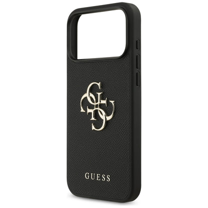 Case for Apple iPhone 17 Pro Max, Guess, 4G Grained Big and Classic Logo, Black