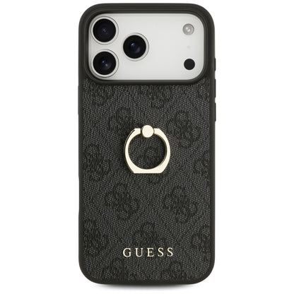 Case for Apple iPhone 17 Pro Max, Guess, 4G Ring Stand, Black