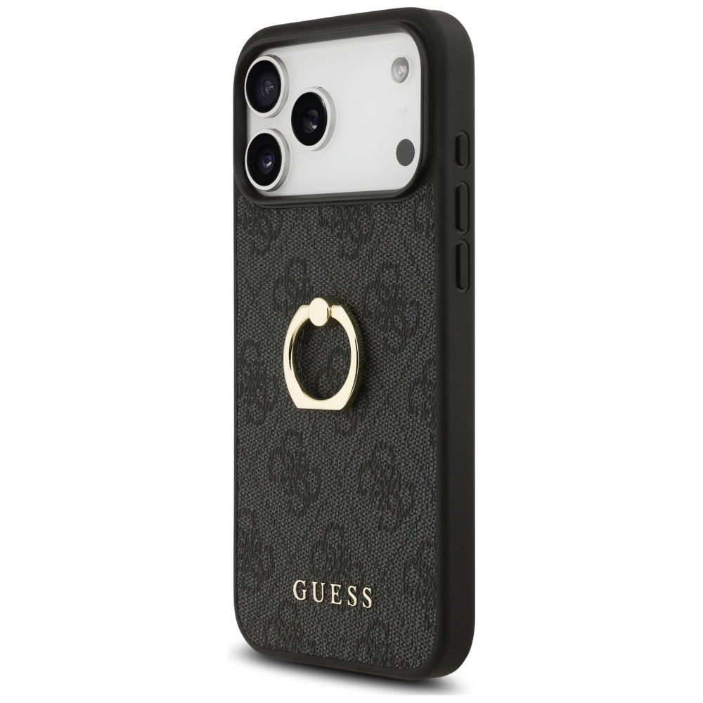 Case for Apple iPhone 17 Pro Max, Guess, 4G Ring Stand, Black