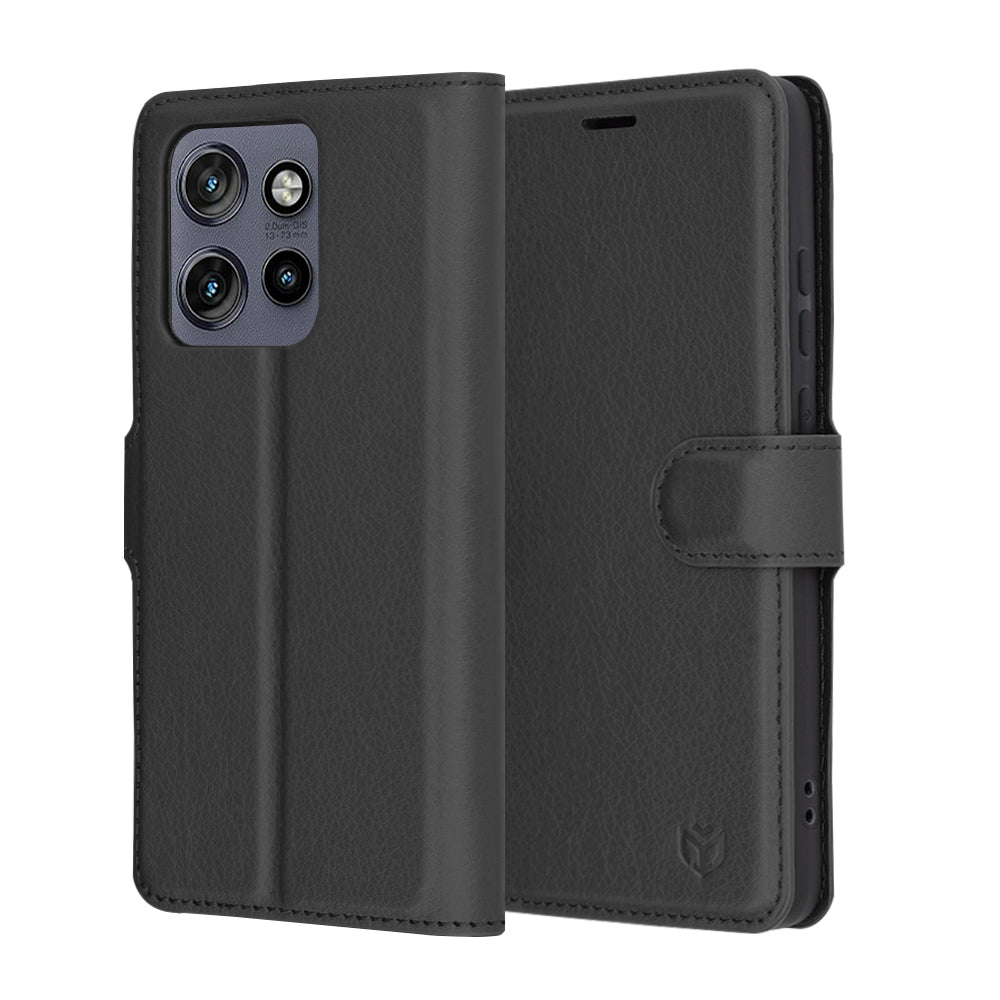 Case for Motorola Edge 60 Neo / Edge 50 Neo, Techsuit, Leather Folio, Black