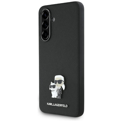 Case for Samsung Galaxy A36 A366, Karl Lagerfeld, Saffiano Karl & Choupette Metal, Black