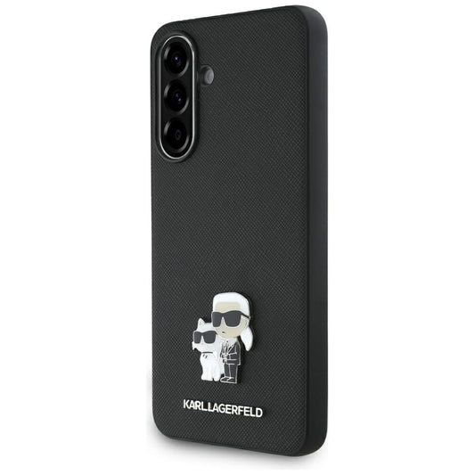 Case for Samsung Galaxy A36 A366, Karl Lagerfeld, Saffiano Karl & Choupette Metal, Black
