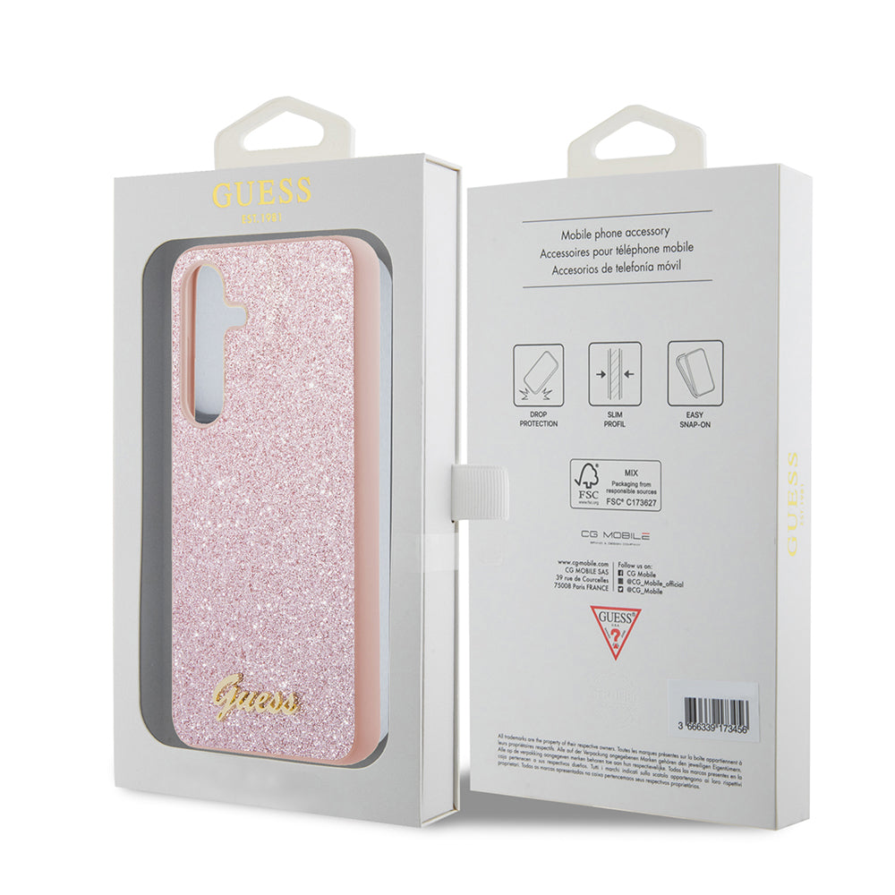 Case for Samsung Galaxy S24+ S926, Guess, Glitter Script, Pink