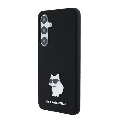 Case for Samsung Galaxy S24+ S926, Karl Lagerfeld, Silicone Choupette Metal, Black
