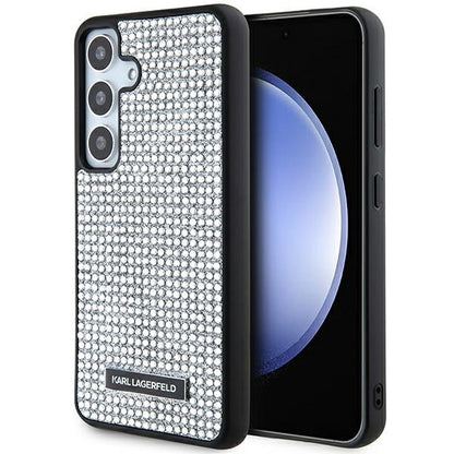 Case for Samsung Galaxy S24 S921, Karl Lagerfeld, Rhinestone Metal Plate, Silver