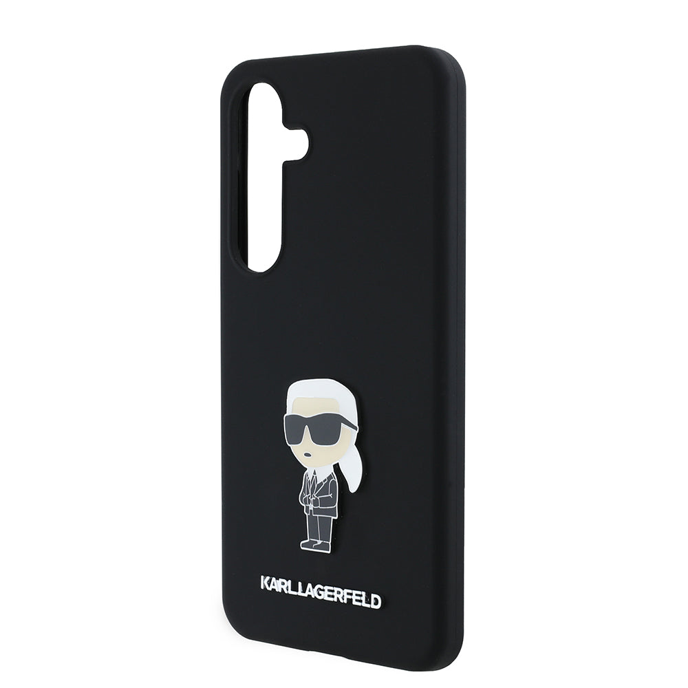Case for Samsung Galaxy S24 S921, Karl Lagerfeld, Silicone Ikonik Karl Metal, Black