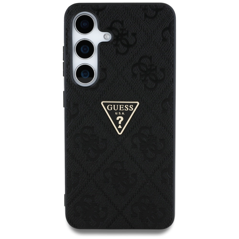 Case for Samsung Galaxy S25 S931, Guess, Grained Hot Stamp 4G Triangle, Black