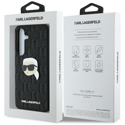 Case for Samsung Galaxy S25 S931, Karl Lagerfeld, Monogram Karl's Head, Black