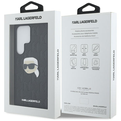 Case for Samsung Galaxy S25 Ultra S938, Karl Lagerfeld, Monogram Karl's Head, Black