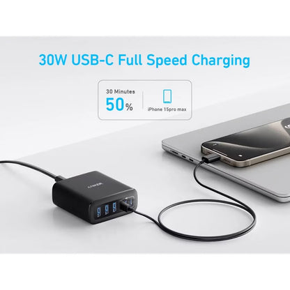 Anker Station Charger, 112W, 3A, 3 x USB-A - 3 x USB-C, Black A2154G11 