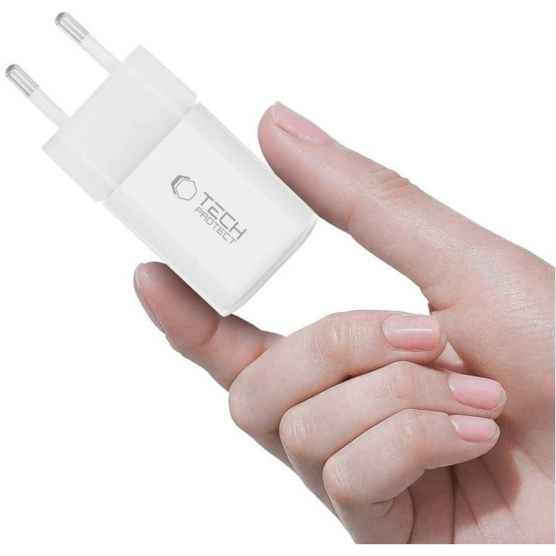 Tech-Protect NCM33W Network Charger, 33W, 3A, 1 x USB-A - 1 x USB-C, White