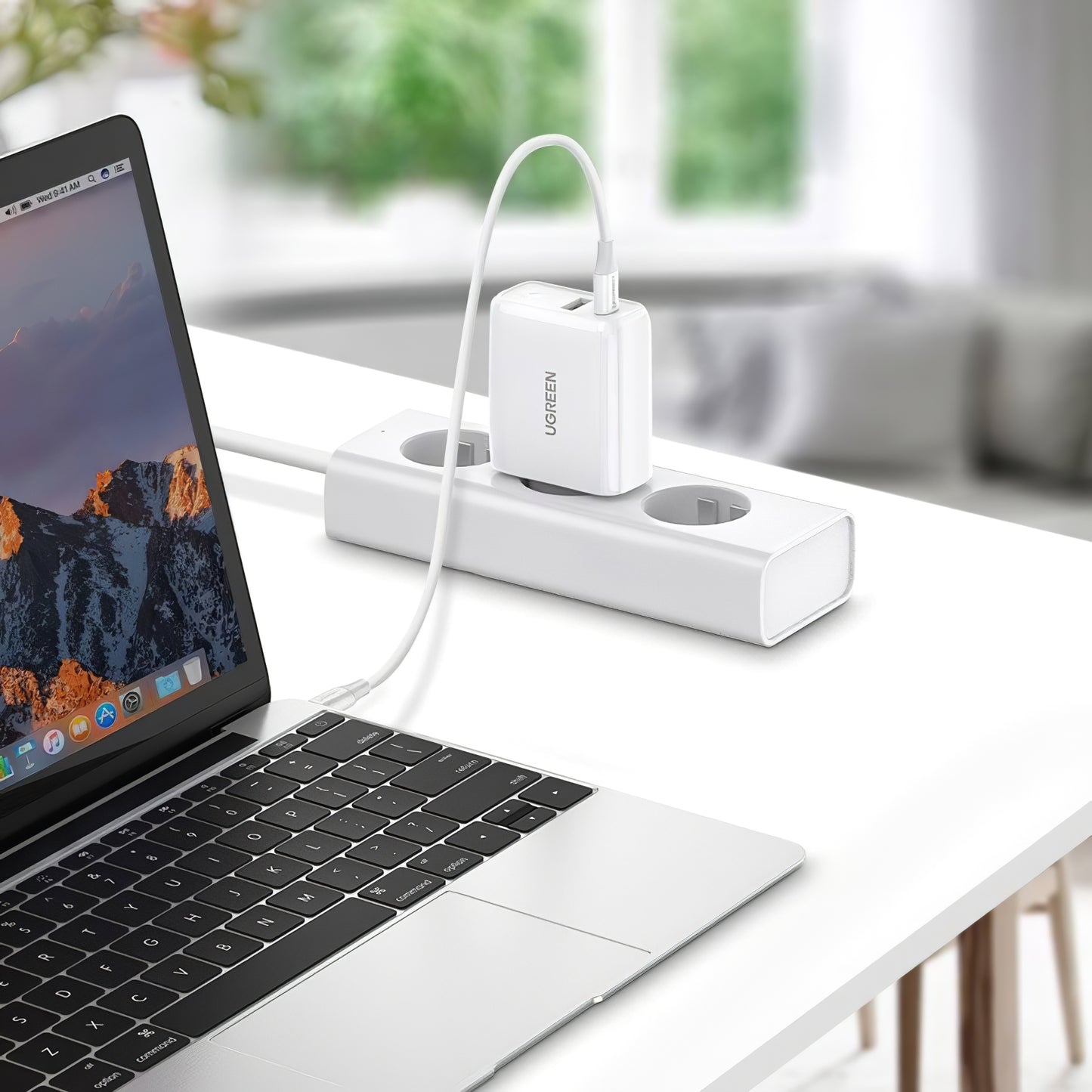Network Charger UGREEN CD170, 36W, 3A, 1 x USB-A - 1 x USB-C, White 