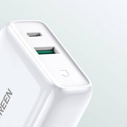Network Charger UGREEN CD170, 36W, 3A, 1 x USB-A - 1 x USB-C, White 