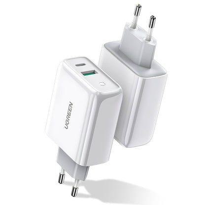 Network Charger UGREEN CD170, 36W, 3A, 1 x USB-A - 1 x USB-C, White 