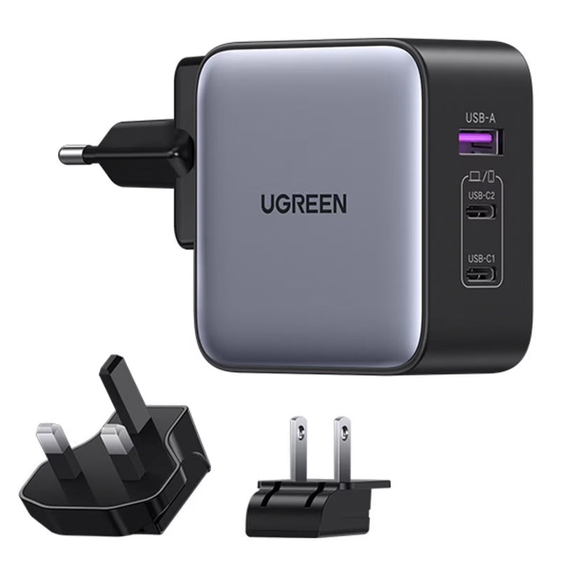 Network Charger UGREEN CD296, 65W, 5A, 1 x USB-A - 2 x USB-C, Grey 