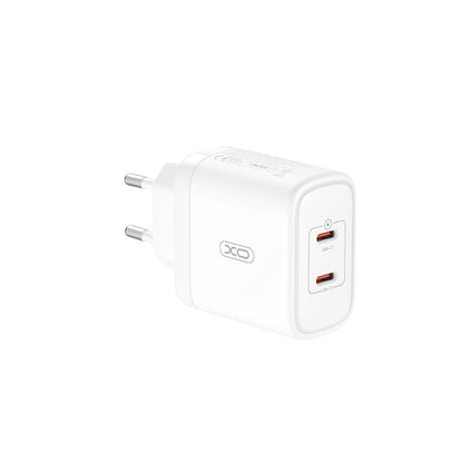 Network Charger with USB-C Cable XO Design CE08, 50W, 3A, 2 x USB-C, White